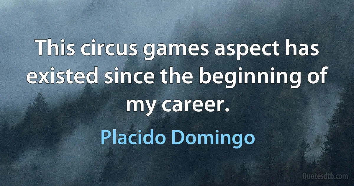 This circus games aspect has existed since the beginning of my career. (Placido Domingo)