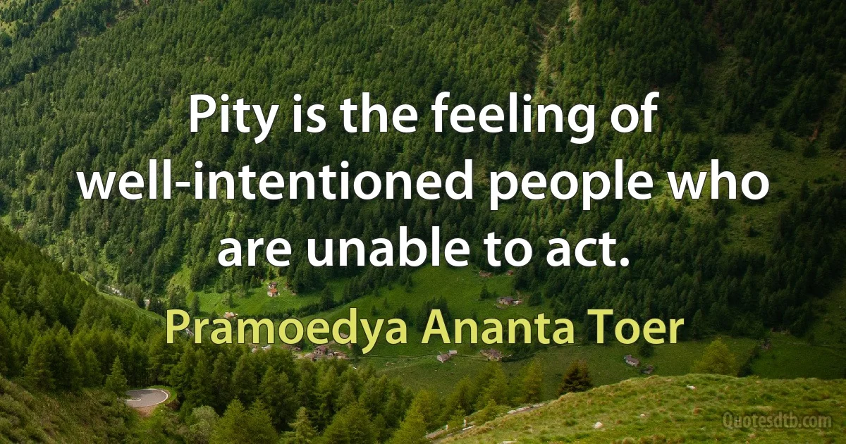 Pity is the feeling of well-intentioned people who are unable to act. (Pramoedya Ananta Toer)