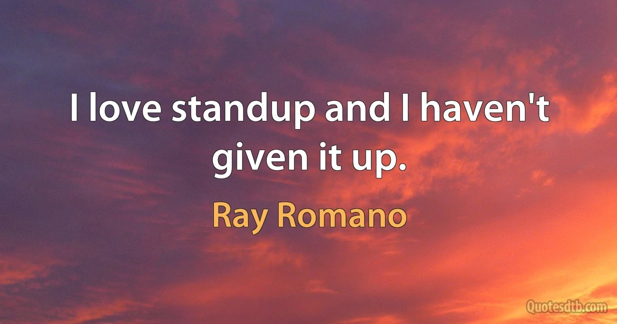 I love standup and I haven't given it up. (Ray Romano)