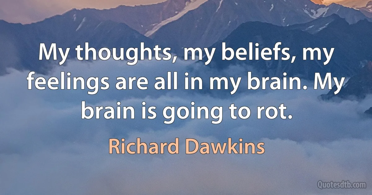 My thoughts, my beliefs, my feelings are all in my brain. My brain is going to rot. (Richard Dawkins)