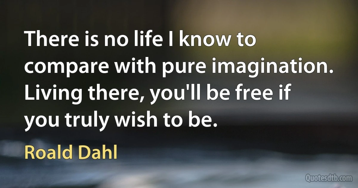 There is no life I know to compare with pure imagination. Living there, you'll be free if you truly wish to be. (Roald Dahl)