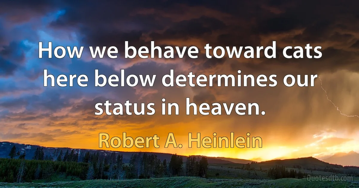 How we behave toward cats here below determines our status in heaven. (Robert A. Heinlein)