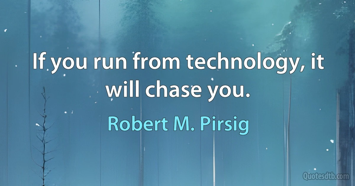 If you run from technology, it will chase you. (Robert M. Pirsig)