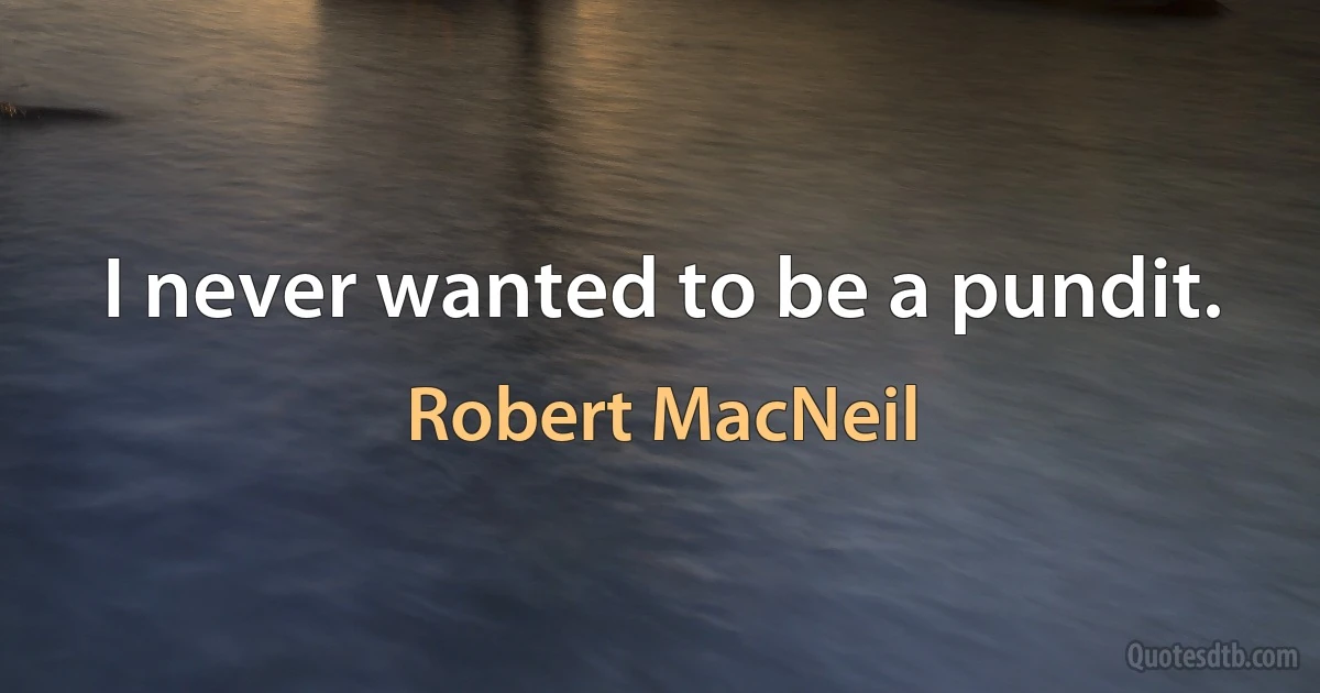 I never wanted to be a pundit. (Robert MacNeil)