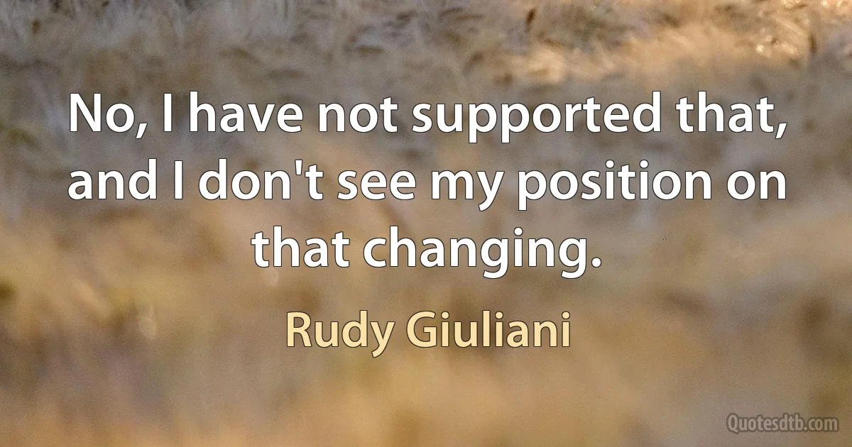 No, I have not supported that, and I don't see my position on that changing. (Rudy Giuliani)