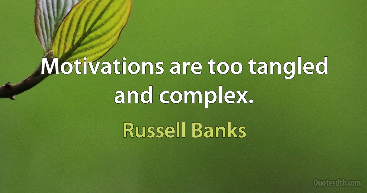 Motivations are too tangled and complex. (Russell Banks)