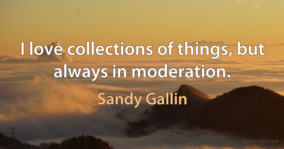 I love collections of things, but always in moderation. (Sandy Gallin)