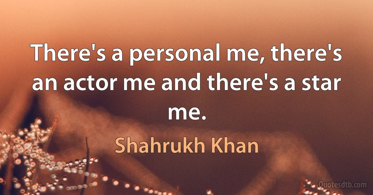 There's a personal me, there's an actor me and there's a star me. (Shahrukh Khan)