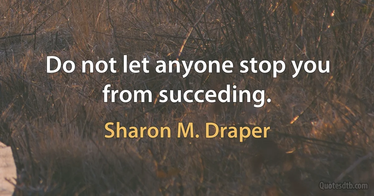 Do not let anyone stop you from succeding. (Sharon M. Draper)