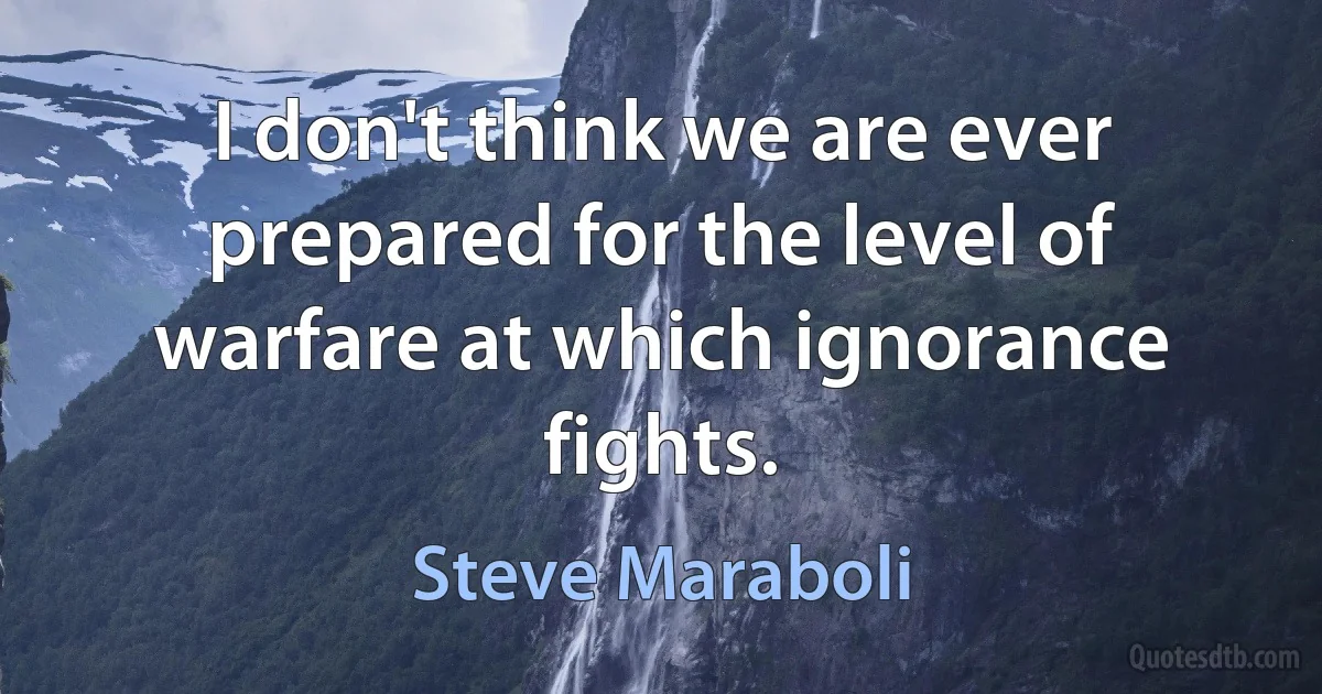 I don't think we are ever prepared for the level of warfare at which ignorance fights. (Steve Maraboli)