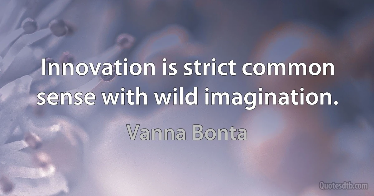 Innovation is strict common sense with wild imagination. (Vanna Bonta)