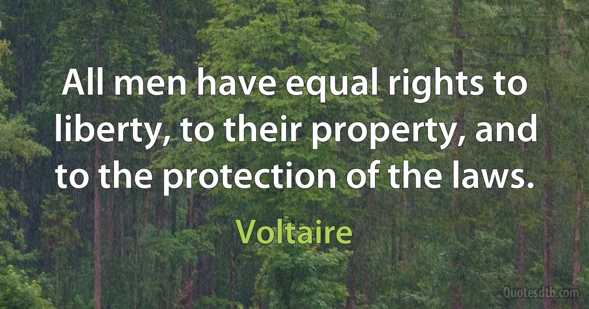 All men have equal rights to liberty, to their property, and to the protection of the laws. (Voltaire)