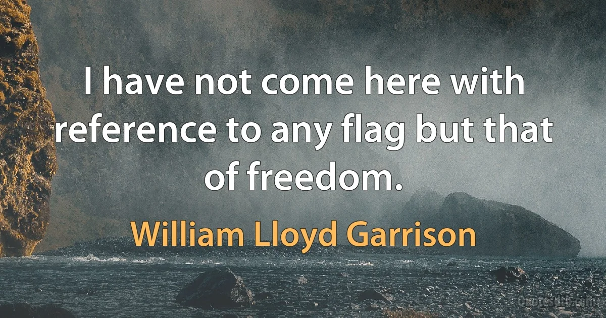 I have not come here with reference to any flag but that of freedom. (William Lloyd Garrison)