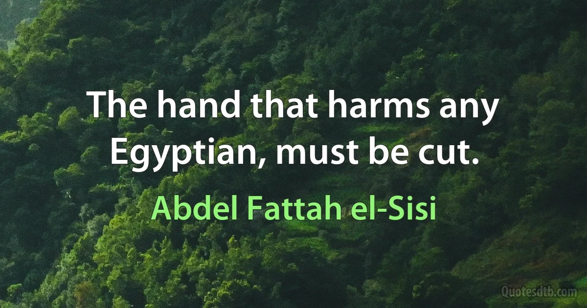 The hand that harms any Egyptian, must be cut. (Abdel Fattah el-Sisi)