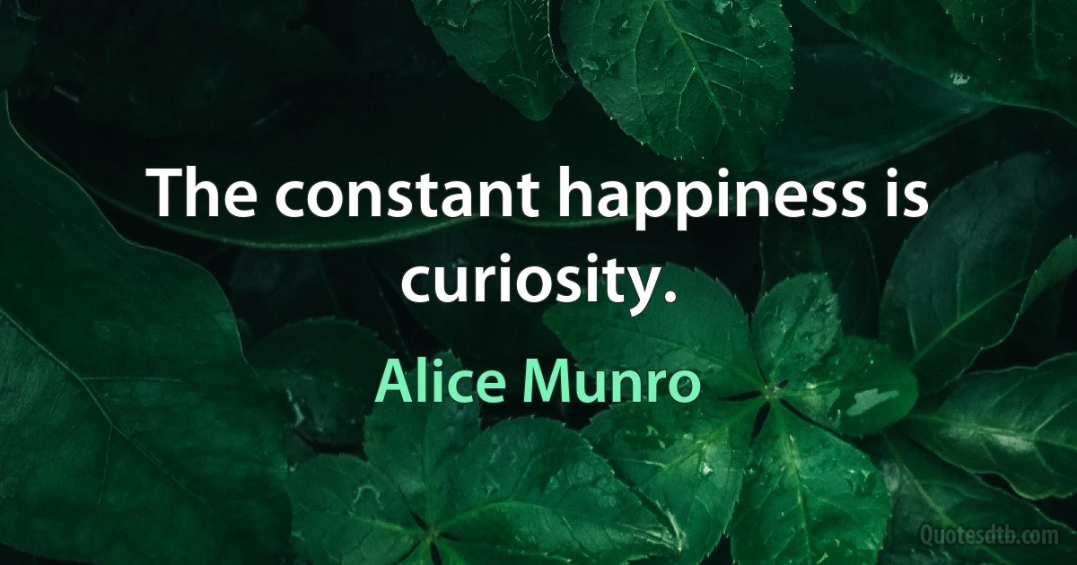 The constant happiness is curiosity. (Alice Munro)