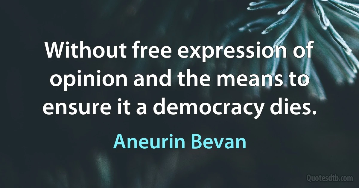 Without free expression of opinion and the means to ensure it a democracy dies. (Aneurin Bevan)