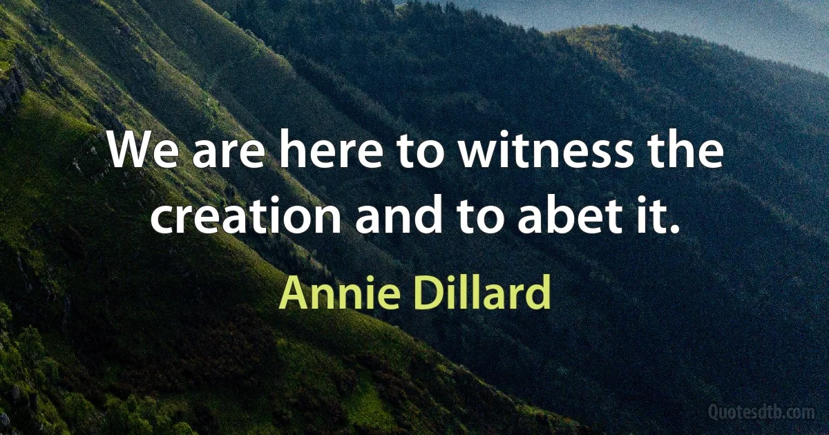 We are here to witness the creation and to abet it. (Annie Dillard)