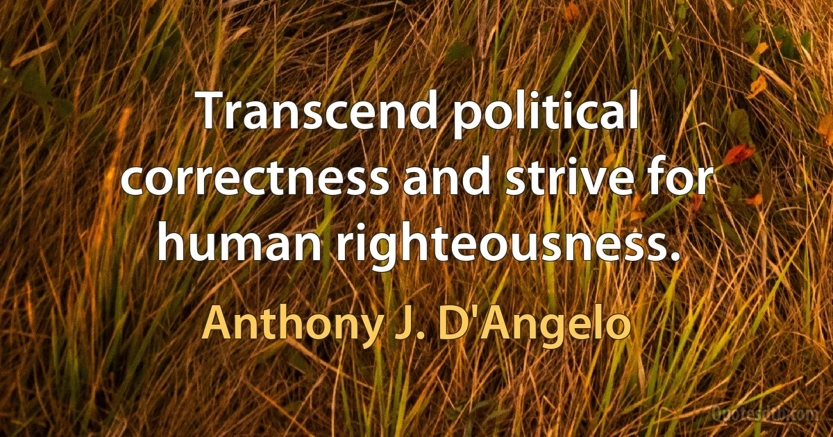 Transcend political correctness and strive for human righteousness. (Anthony J. D'Angelo)