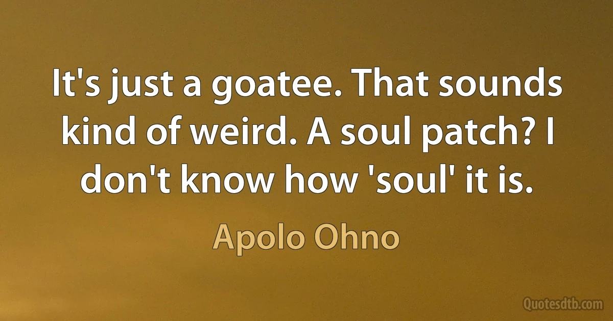 It's just a goatee. That sounds kind of weird. A soul patch? I don't know how 'soul' it is. (Apolo Ohno)