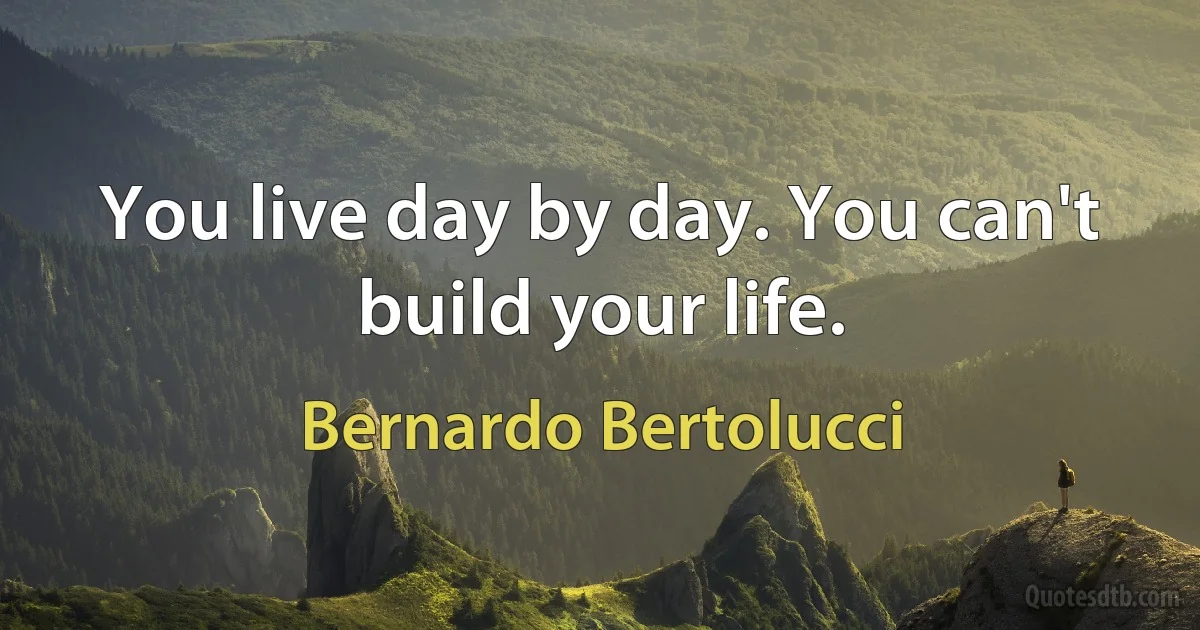 You live day by day. You can't build your life. (Bernardo Bertolucci)