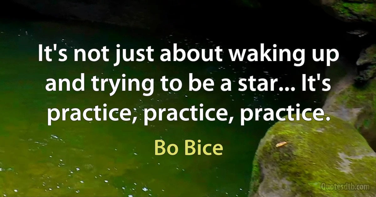 It's not just about waking up and trying to be a star... It's practice, practice, practice. (Bo Bice)