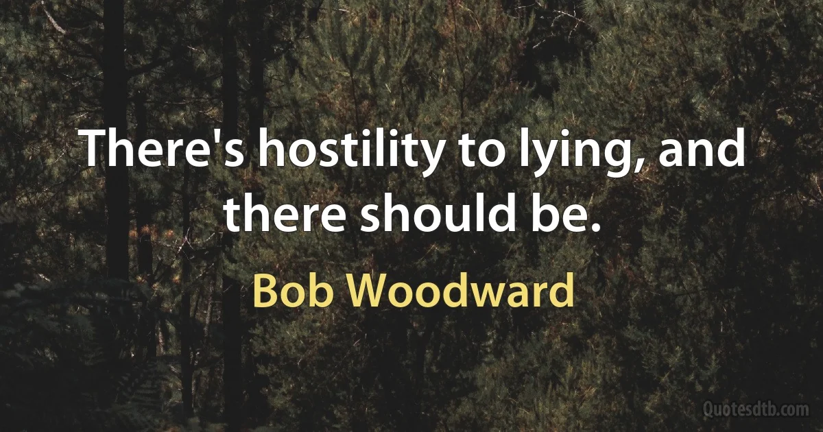 There's hostility to lying, and there should be. (Bob Woodward)