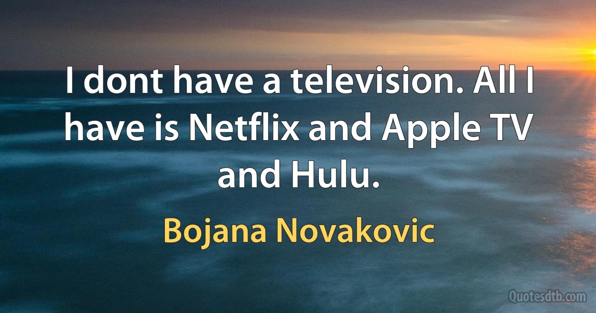 I dont have a television. All I have is Netflix and Apple TV and Hulu. (Bojana Novakovic)