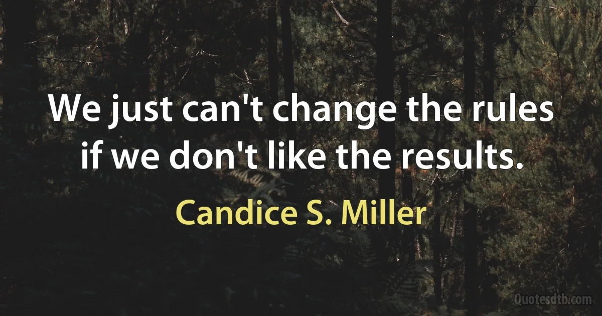 We just can't change the rules if we don't like the results. (Candice S. Miller)