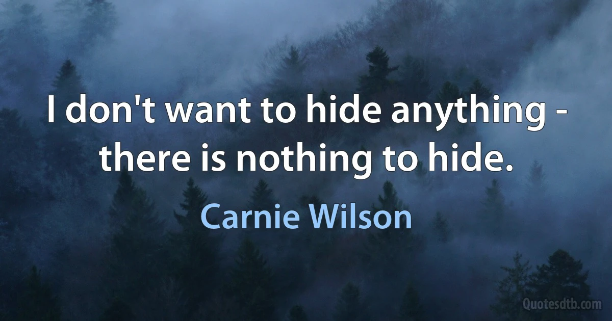 I don't want to hide anything - there is nothing to hide. (Carnie Wilson)