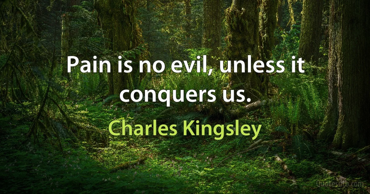 Pain is no evil, unless it conquers us. (Charles Kingsley)