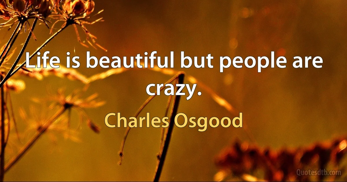 Life is beautiful but people are crazy. (Charles Osgood)