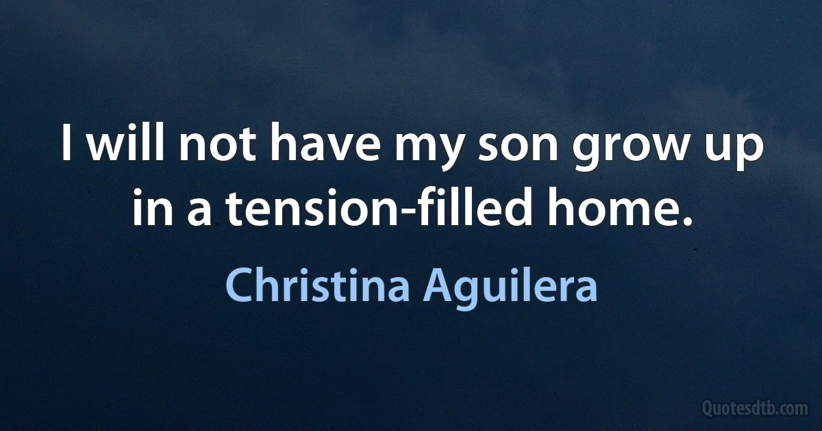 I will not have my son grow up in a tension-filled home. (Christina Aguilera)