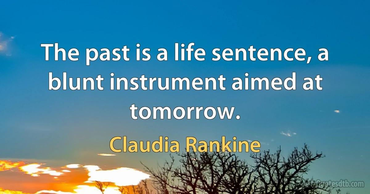 The past is a life sentence, a blunt instrument aimed at tomorrow. (Claudia Rankine)