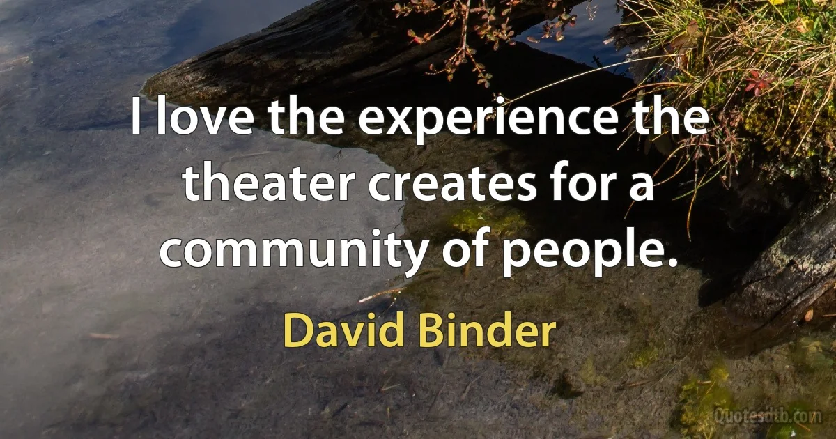 I love the experience the theater creates for a community of people. (David Binder)