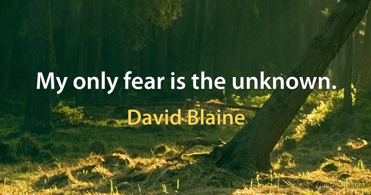 My only fear is the unknown. (David Blaine)