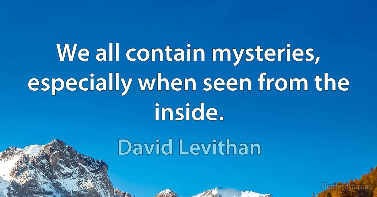 We all contain mysteries, especially when seen from the inside. (David Levithan)