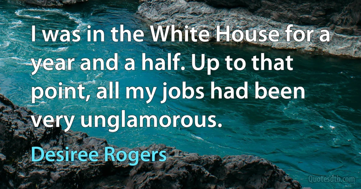 I was in the White House for a year and a half. Up to that point, all my jobs had been very unglamorous. (Desiree Rogers)