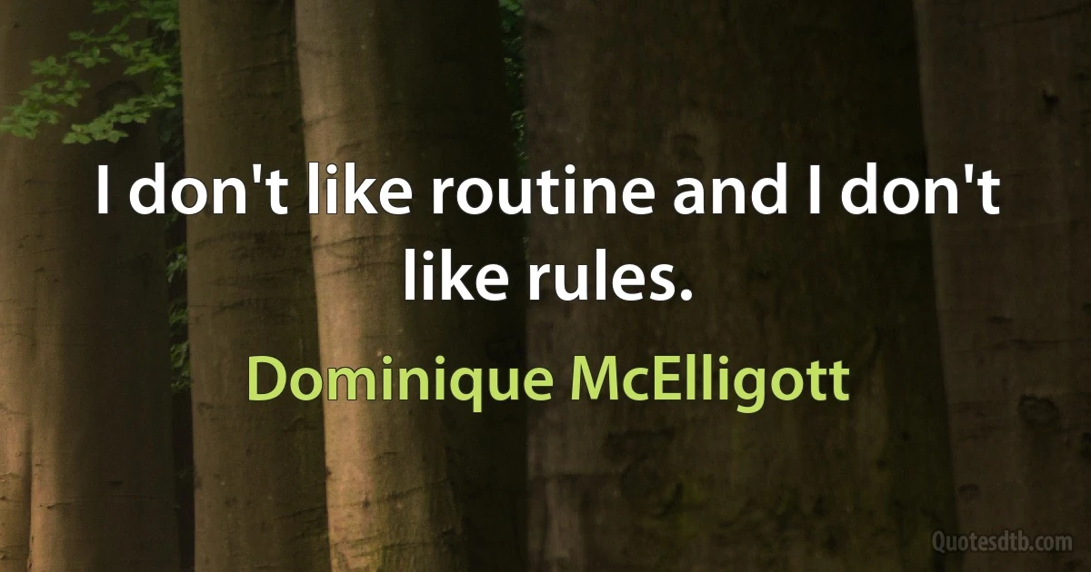 I don't like routine and I don't like rules. (Dominique McElligott)