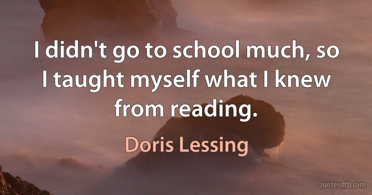 I didn't go to school much, so I taught myself what I knew from reading. (Doris Lessing)