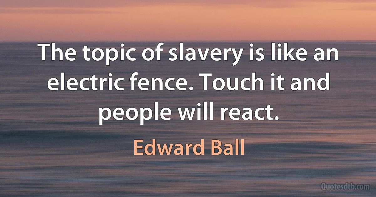 The topic of slavery is like an electric fence. Touch it and people will react. (Edward Ball)