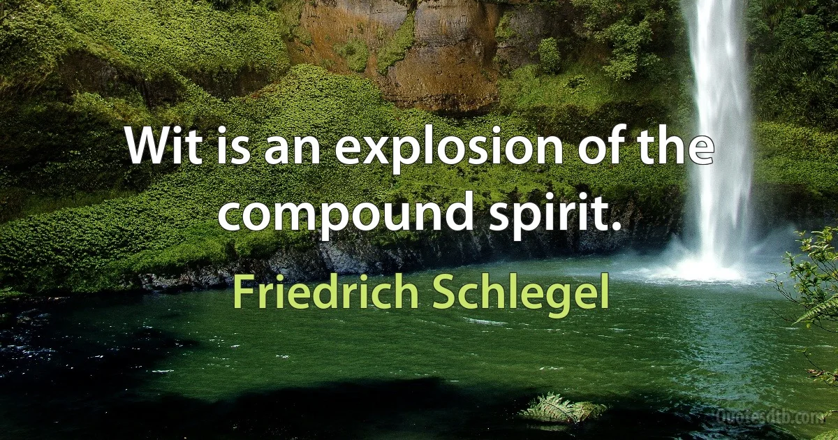 Wit is an explosion of the compound spirit. (Friedrich Schlegel)