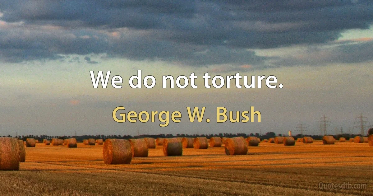 We do not torture. (George W. Bush)