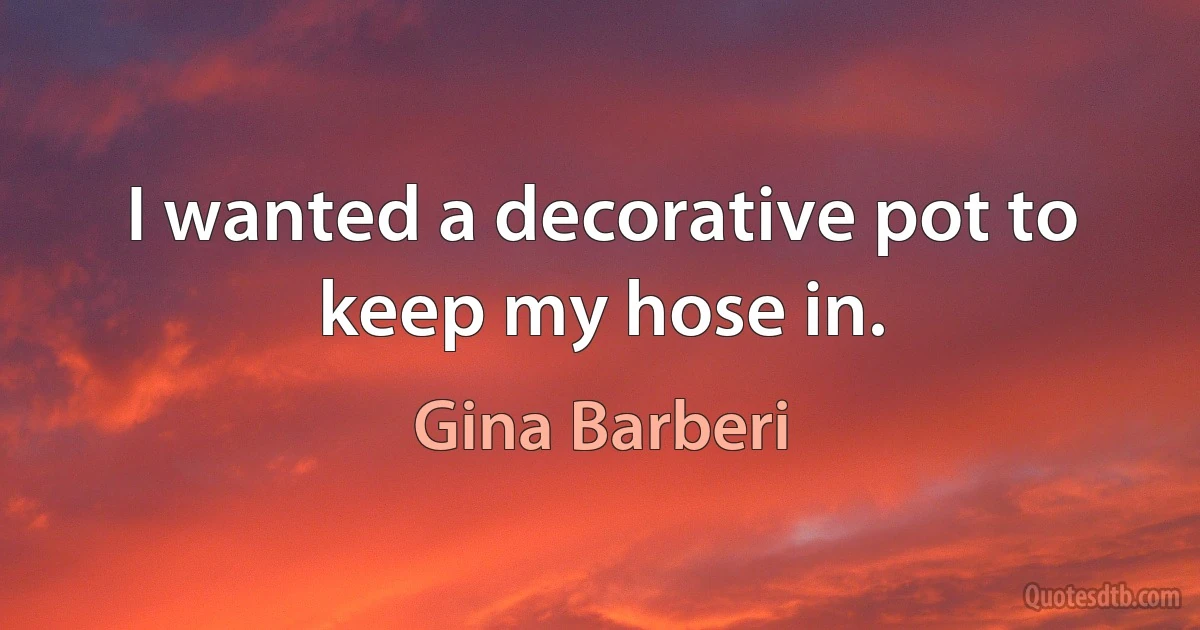 I wanted a decorative pot to keep my hose in. (Gina Barberi)