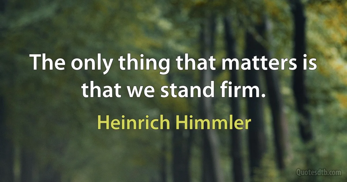 The only thing that matters is that we stand firm. (Heinrich Himmler)