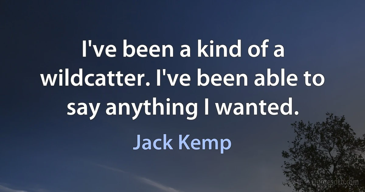 I've been a kind of a wildcatter. I've been able to say anything I wanted. (Jack Kemp)