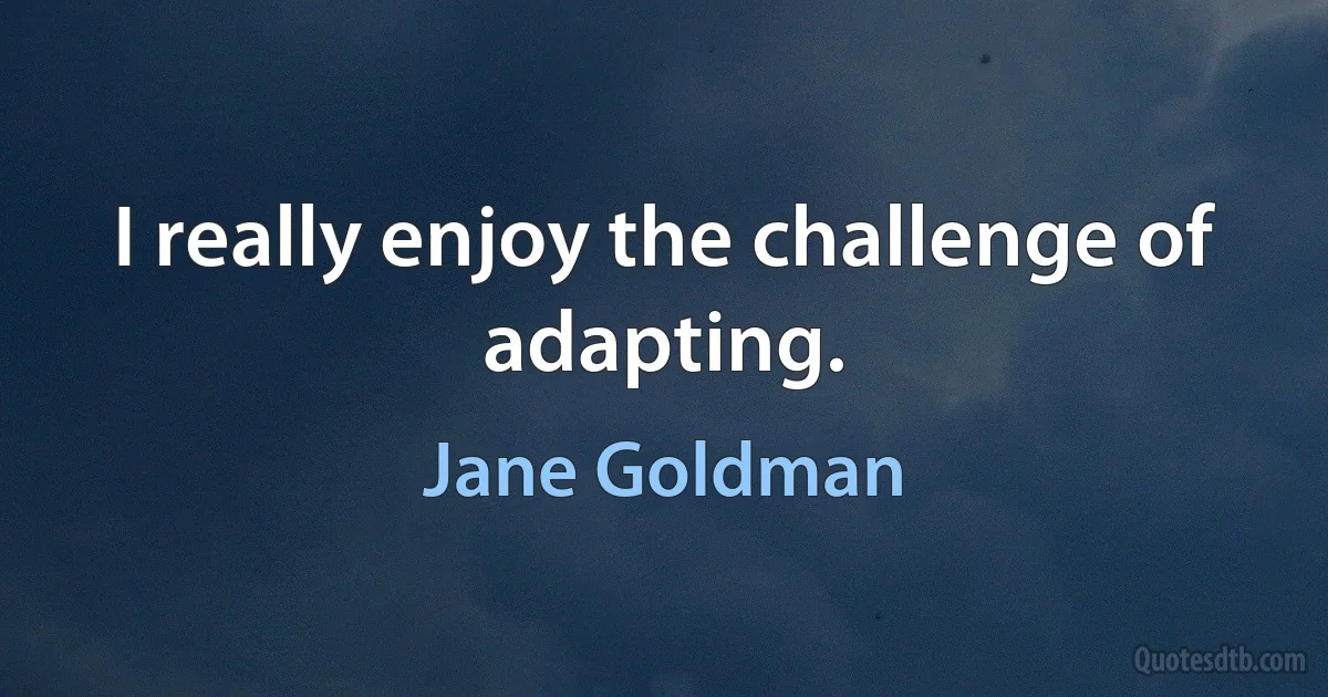 I really enjoy the challenge of adapting. (Jane Goldman)