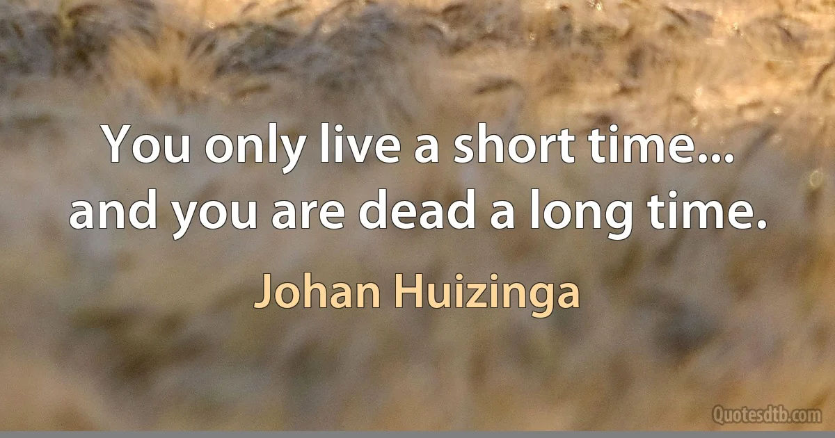 You only live a short time... and you are dead a long time. (Johan Huizinga)