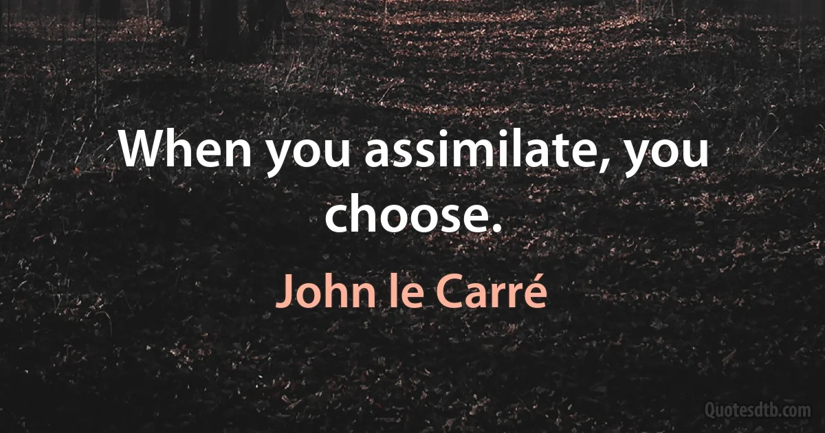 When you assimilate, you choose. (John le Carré)