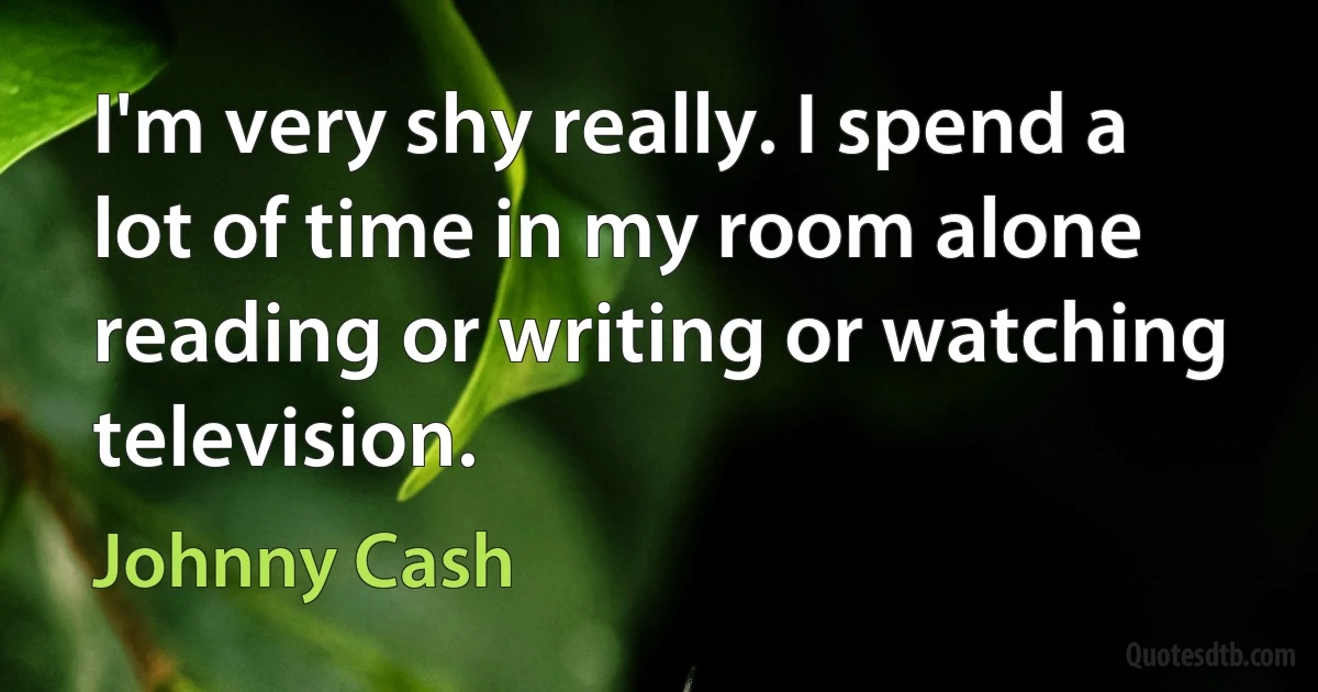 I'm very shy really. I spend a lot of time in my room alone reading or writing or watching television. (Johnny Cash)