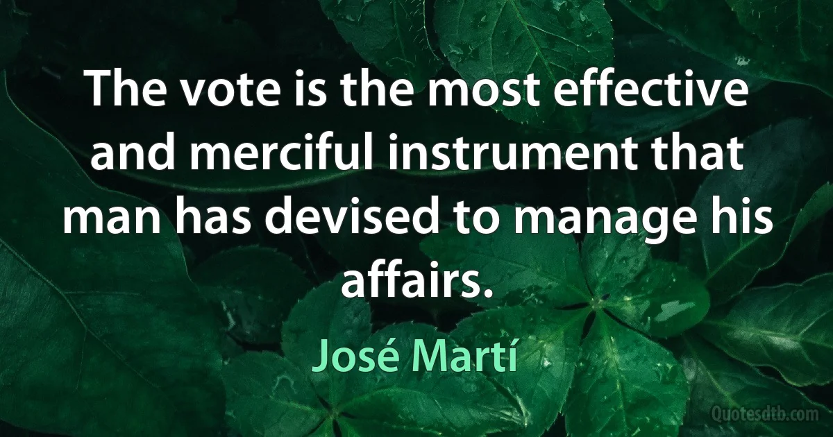 The vote is the most effective and merciful instrument that man has devised to manage his affairs. (José Martí)